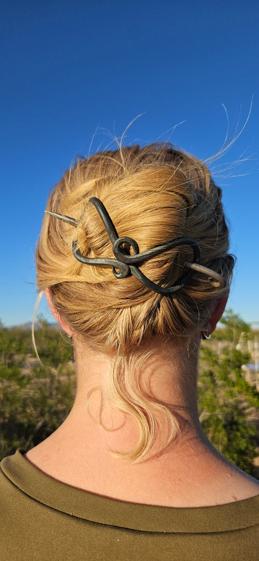 Hand forged Infinity Hair Peice WITH CURLED ENDS -Medium/Large